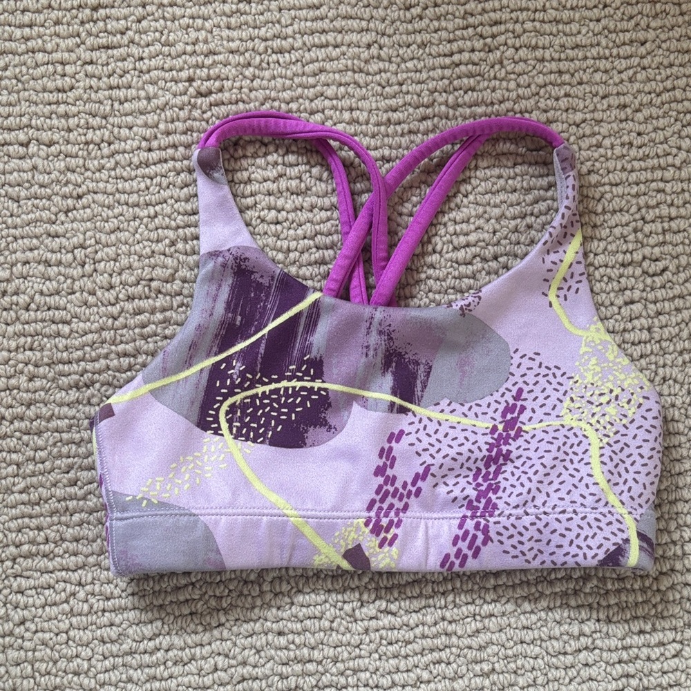 Athleta Girl Purple and Cream Sports Bra